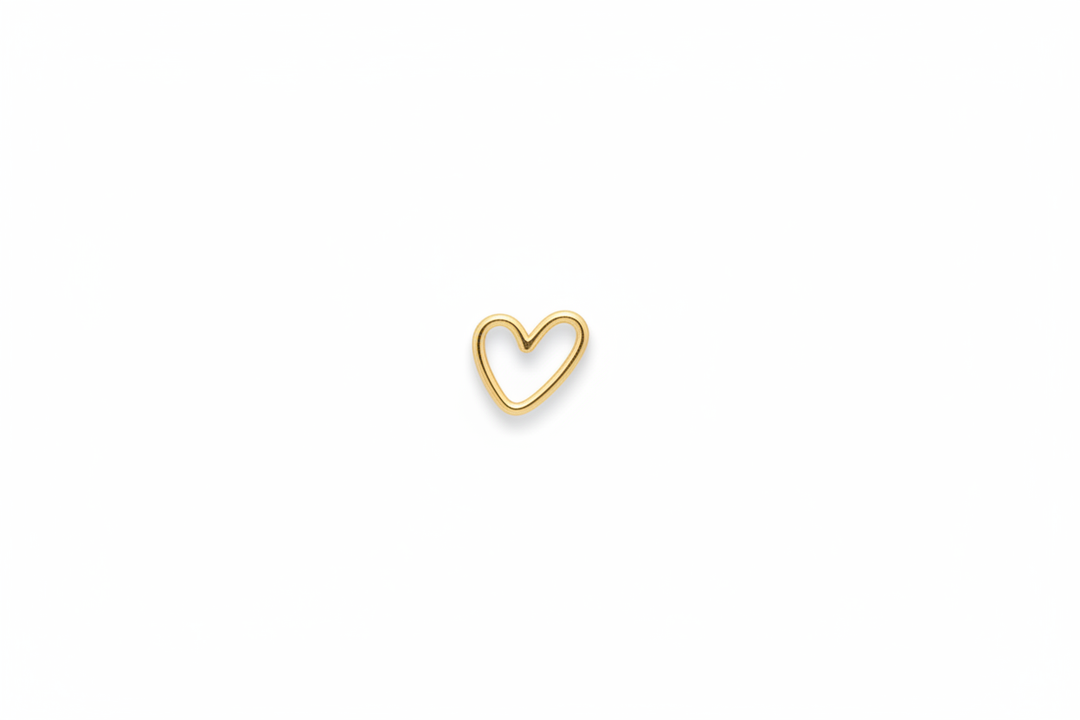 Open Heart Earrings – gold heart wire stud product shot on white background